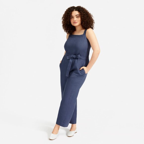 Everlane The Linen Square-Neck Jumpsuit Blue Base - Size 00 - Picture 1 of 4